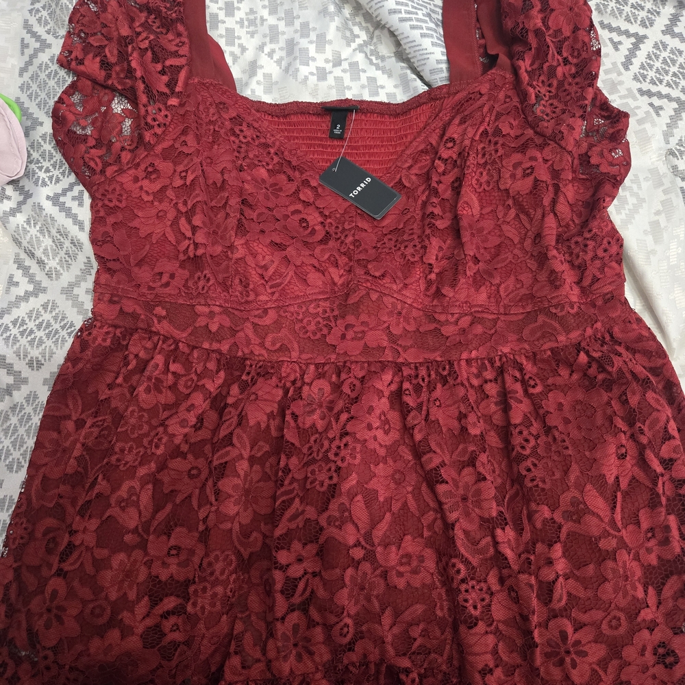 Torrid Red Lace Blouse